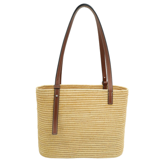 Loewe Bicolor Small Square Basket Raffia Bag