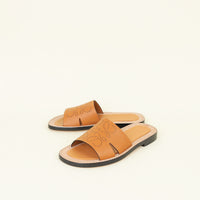 Loewe Brown Perforated Anagram Flat Slide Sandals 41