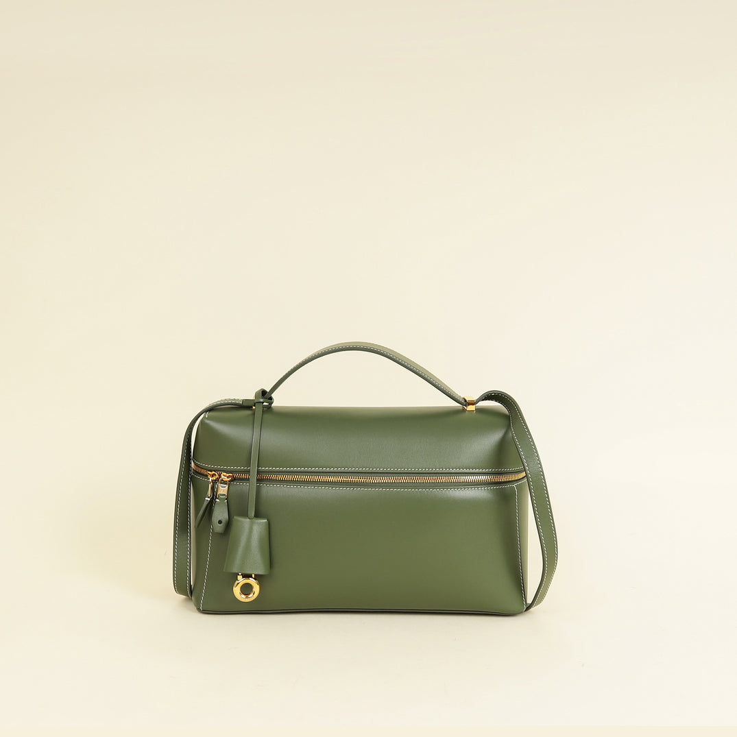 Loro Piana Dark Lichen Green Extra L27 Saddle Bag-Loro Piana-THE CLOSET