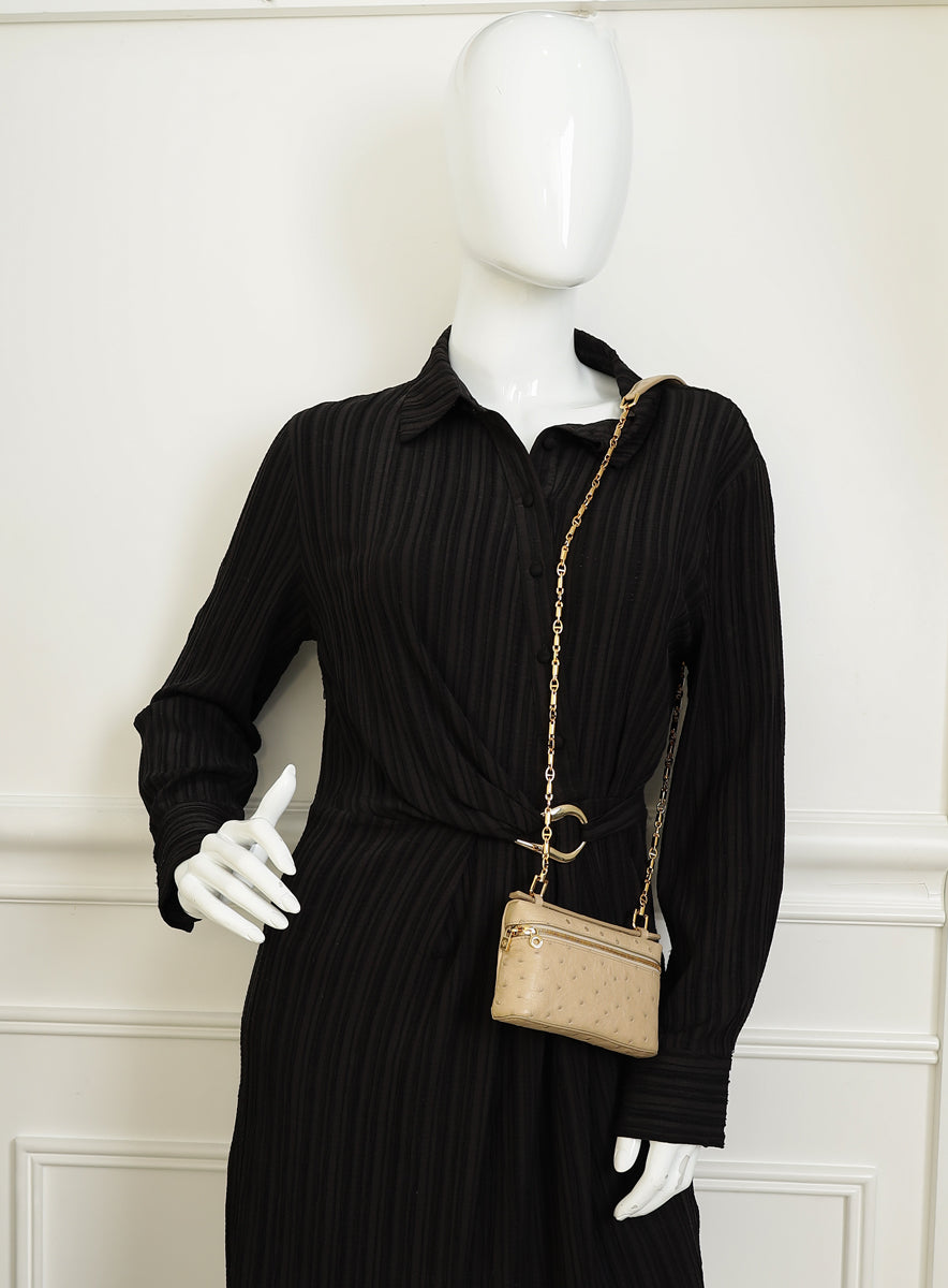 Loro Piana Galet Ostrich Extra Pocket Mini Pouch