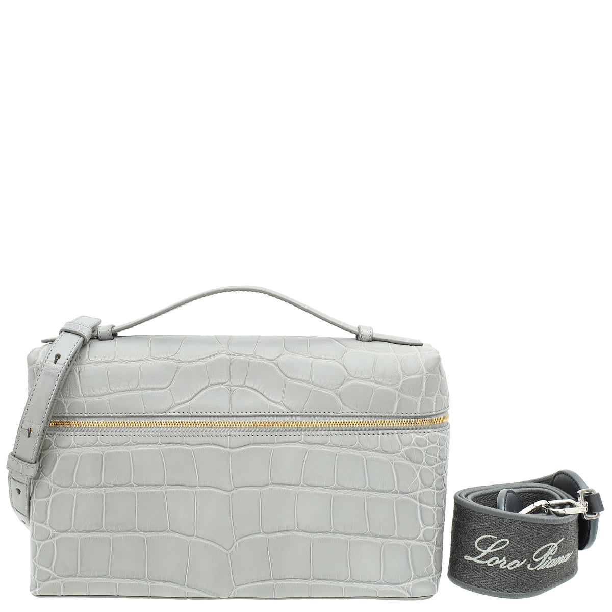 Loro Piana Eucalyptus Gray Soft Matte Alligator Extra Pocket Bag-Loro Piana-THE CLOSET