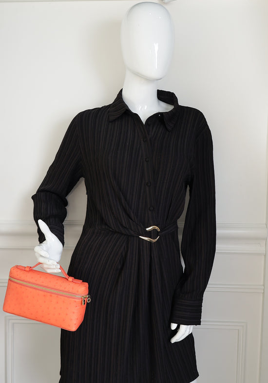 Loro Piana Orange Ostrich Extra Pocket L19 Bag