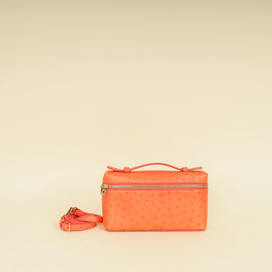 Loro Piana Orange Ostrich Extra Pocket L19 Bag