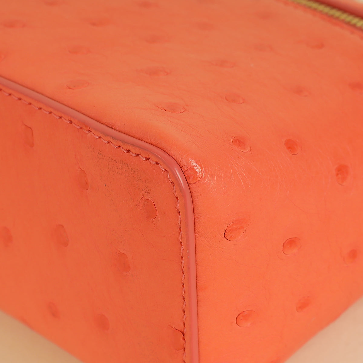 Loro Piana Orange Ostrich Extra Pocket L19 Bag