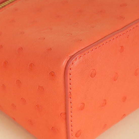 Loro Piana Orange Ostrich Extra Pocket L19 Bag