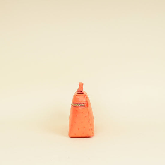 Loro Piana Orange Ostrich Extra Pocket L19 Bag
