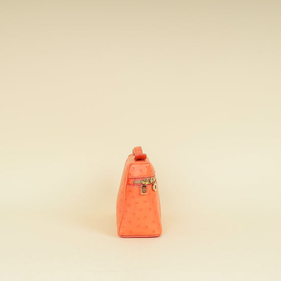 Loro Piana Orange Ostrich Extra Pocket L19 Bag