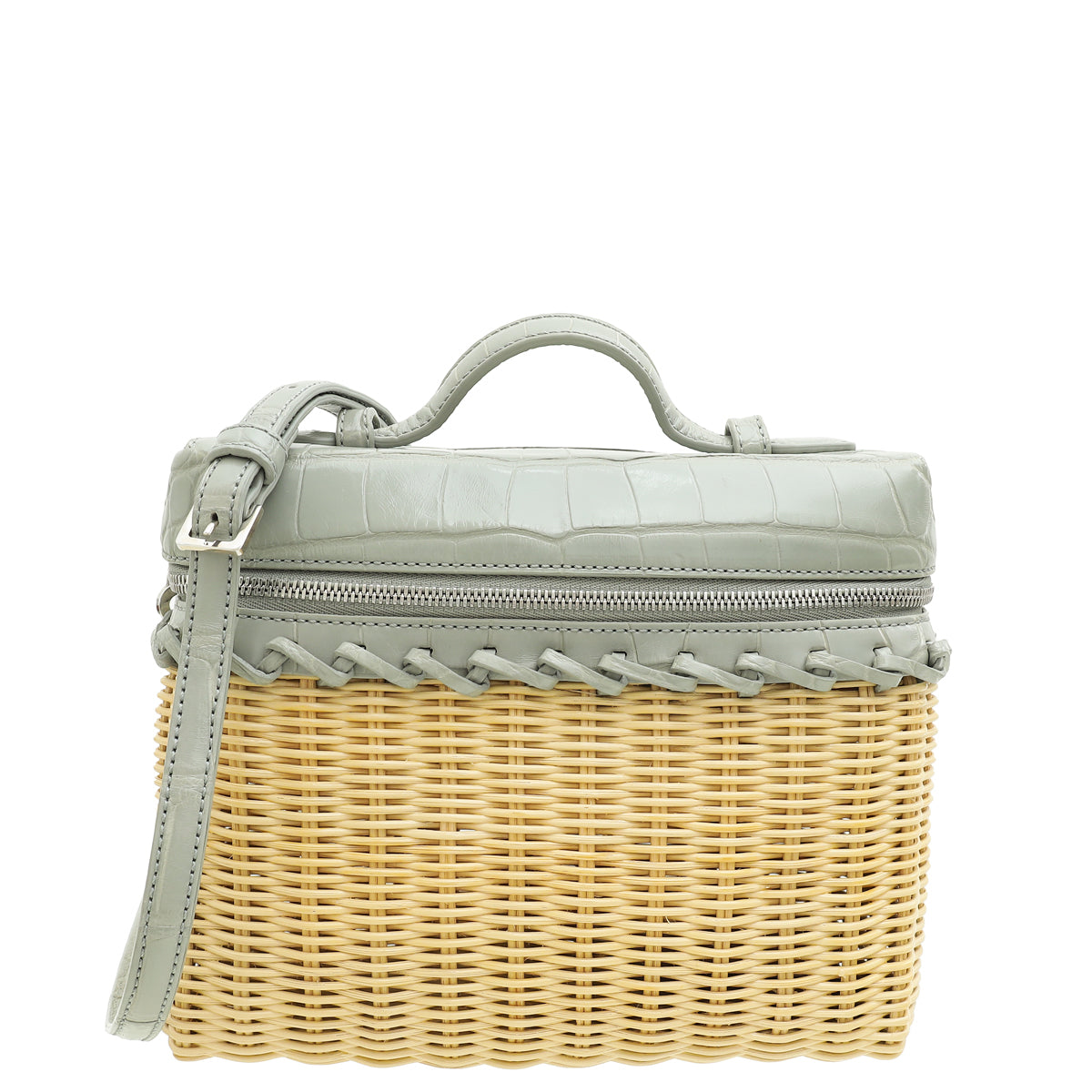 Loro Piana Bicolor Extra Pocket L19 Alligator Wicker Pouch-Loro Piana-THE CLOSET