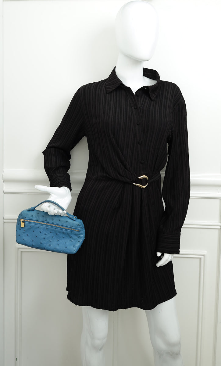 Loro Piana Blue Ostrich Extra Pocket L19 Bag-Loro Piana-THE CLOSET