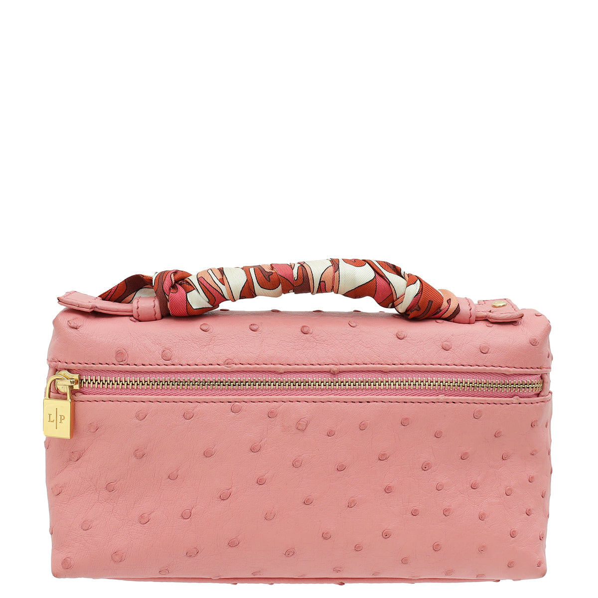 Loro Piana Pink Ostrich L19 Pouch Bag W/ Twilly