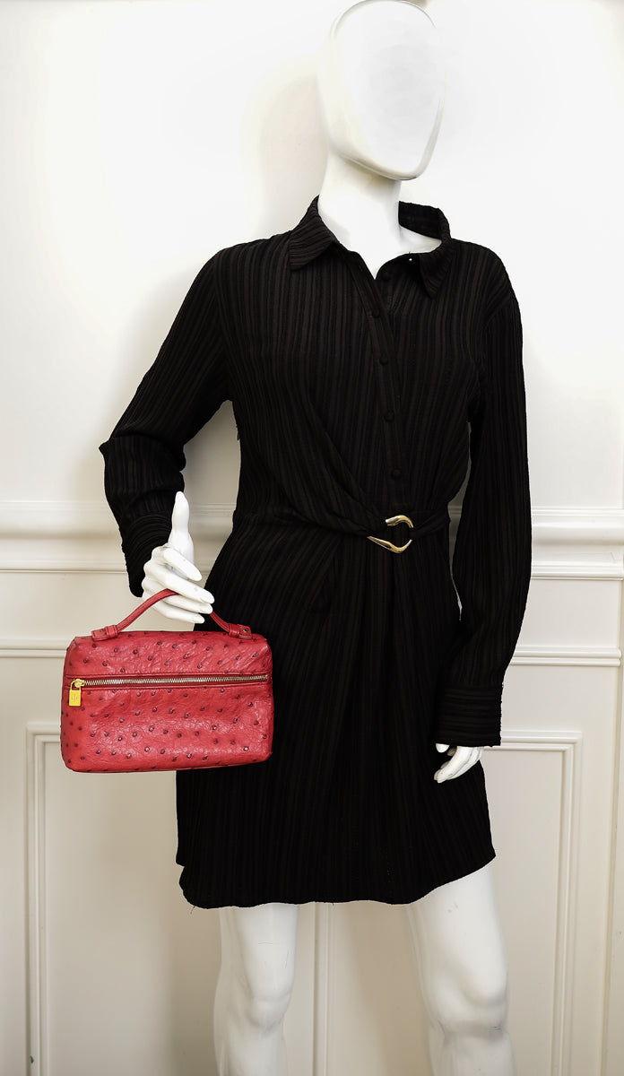 Loro Piana Red Ostrich L19 Extra Pocket Pouch-Loro Piana-THE CLOSET