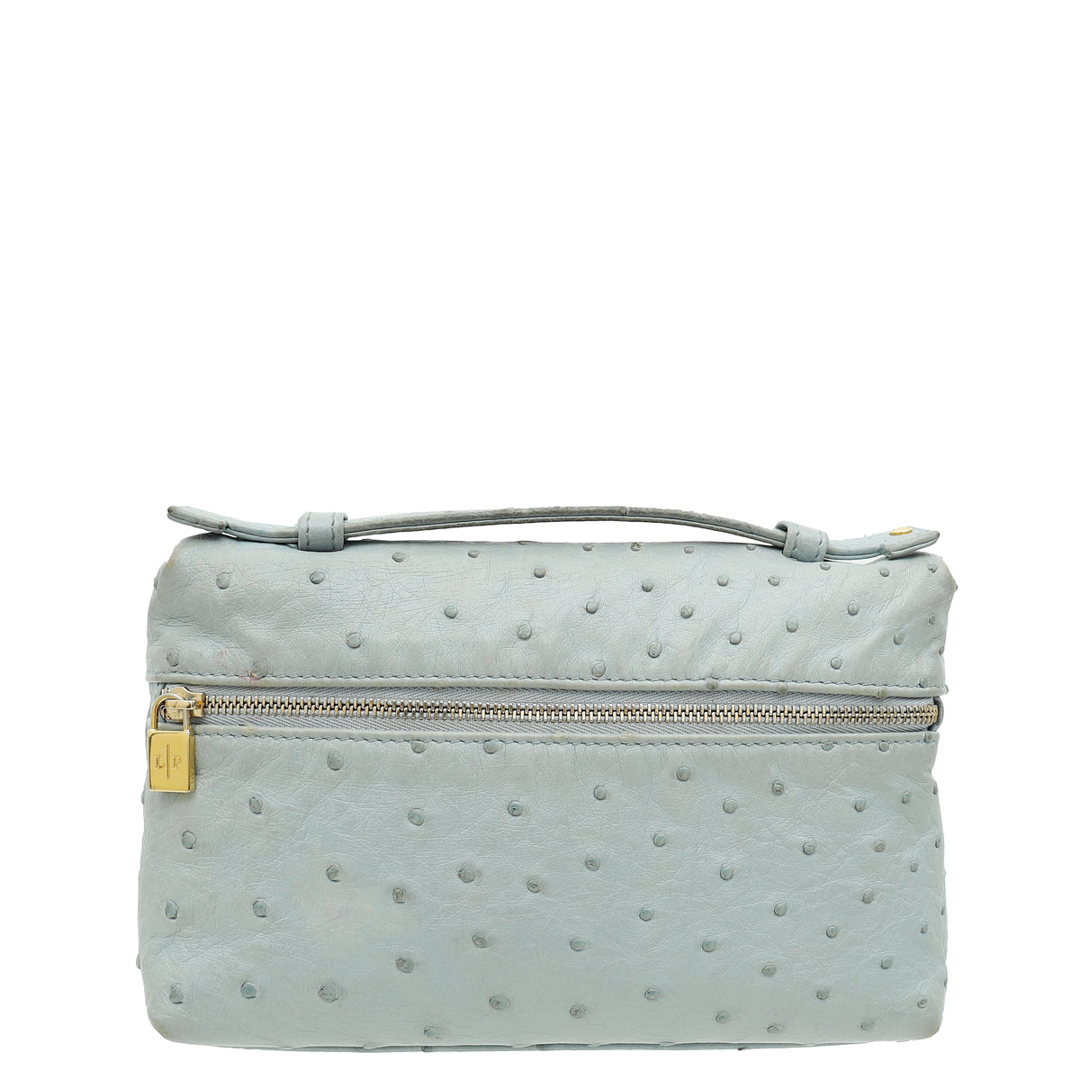 Loro Piana Pale Blue Grey Ostrich Extra Pocket L19 Bag-Loro Piana-THE CLOSET