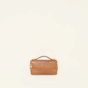 Loro Piana Cognac Ostrich Extra Pouch L19 Bag
