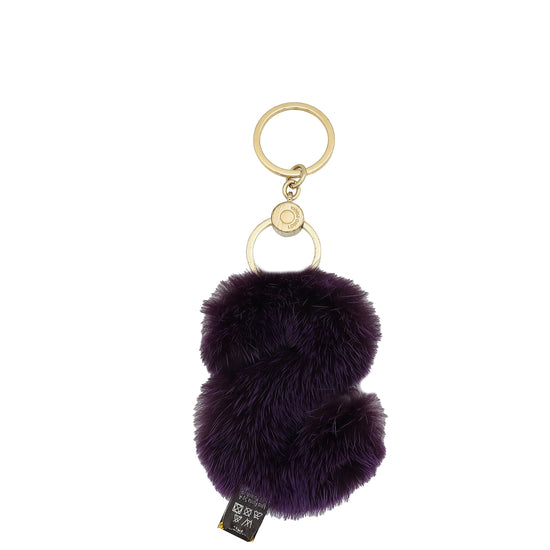 Loro Piana Violet Mink Fur S Letter Bag Charm Key Holder