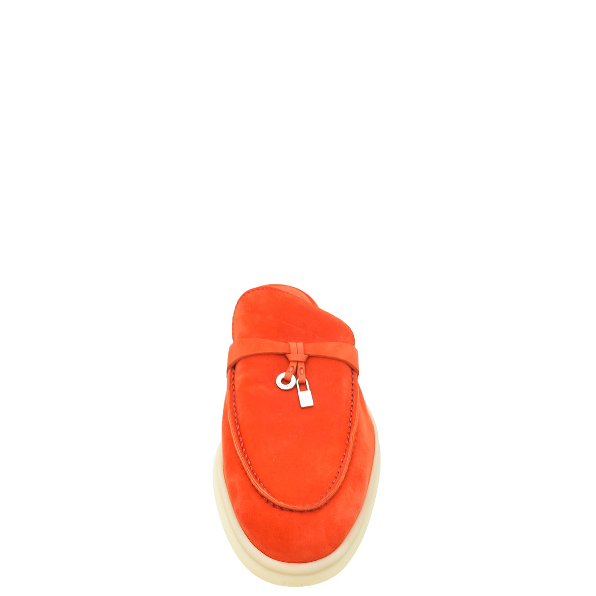 Loro Piana Orange Flame Charms Walk Babouche Loafers 38.5