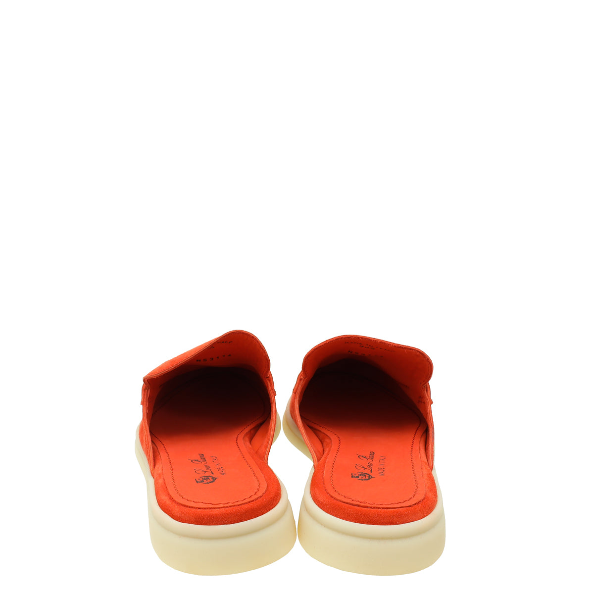 Loro Piana Orange Flame Charms Walk Babouche Loafers 38.5