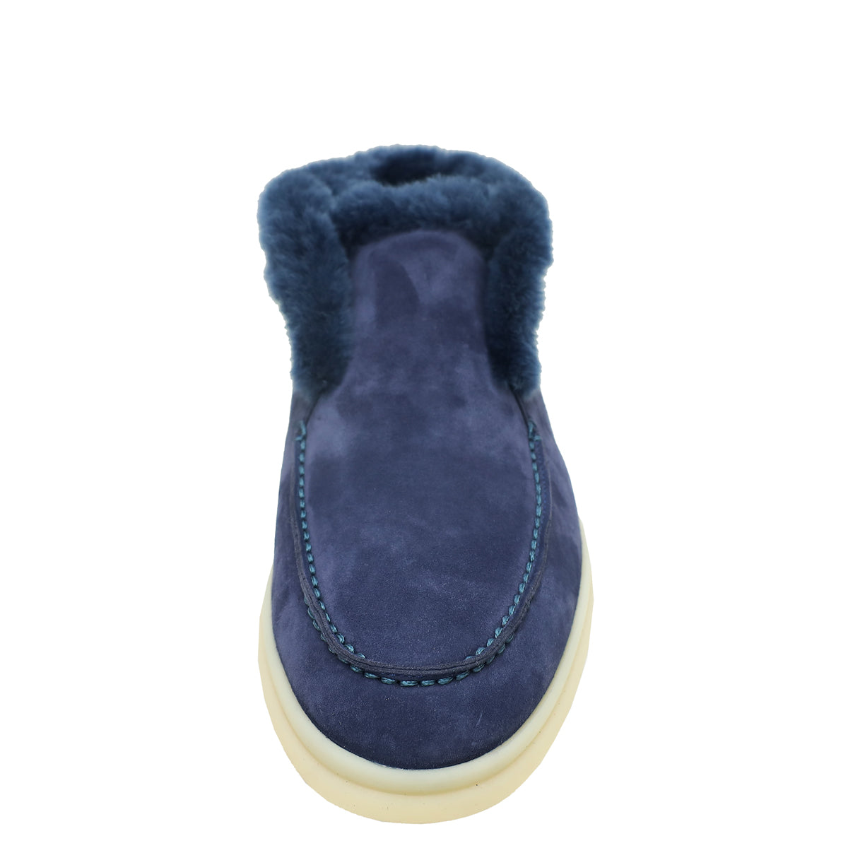 Loro Piana Midnight Blue Suede Fur Open Walk Chukka Boots 37