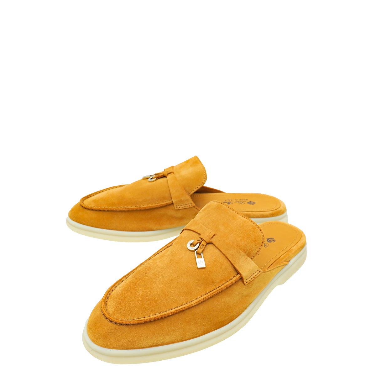 Loro Piana Dark Gold Suede Nautical Charms Walk Babouche Loafers 40