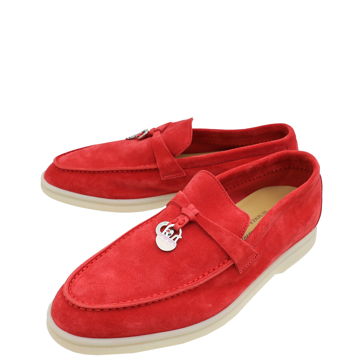 Loro Piana Tango Red Summer Charms Walk Loafer W/ Loro Piana My Charm 36-Loro Piana-THE CLOSET
