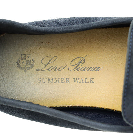 Loro Piana Midnight Blue Summer Charms Walk Loafers 36.5