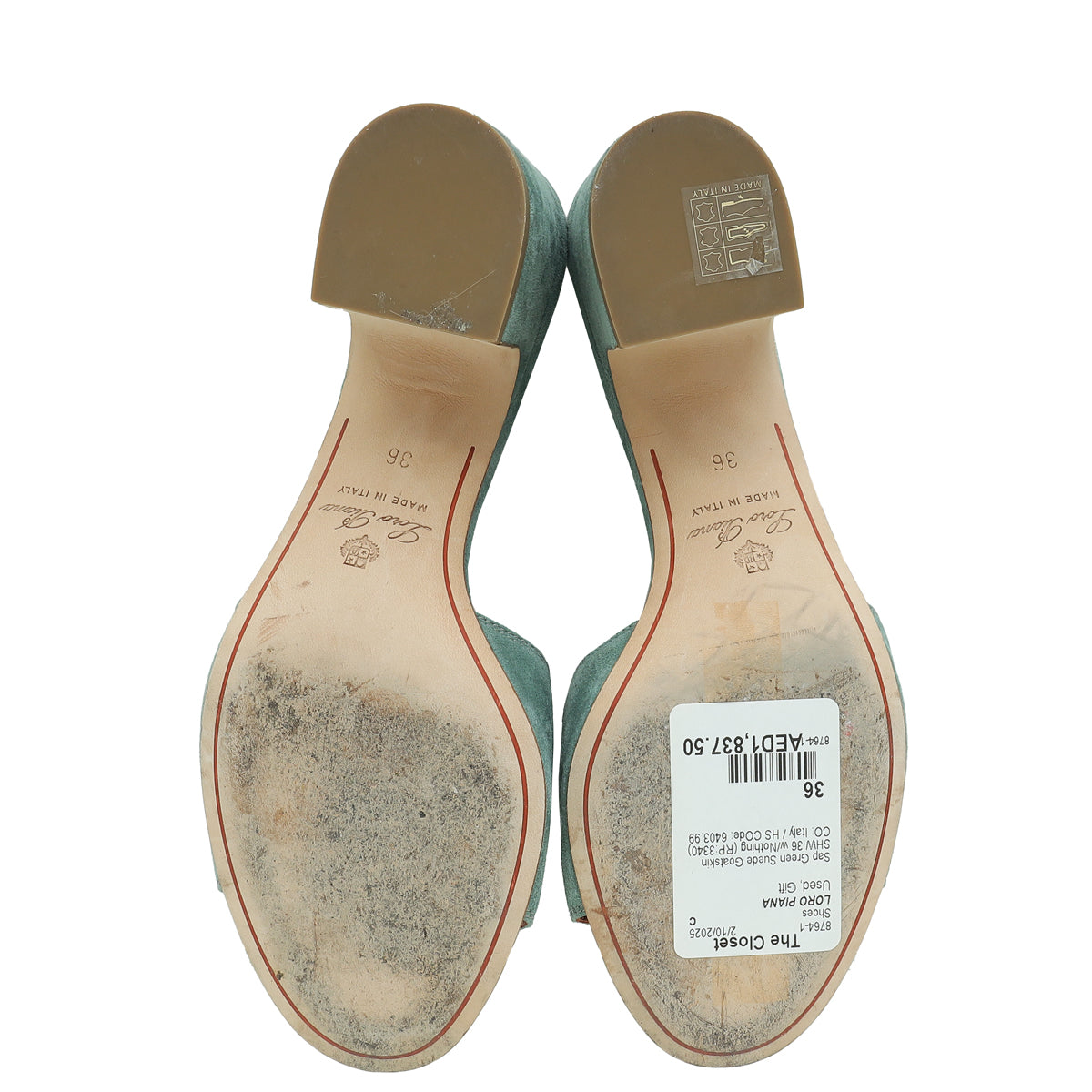 Loro Piana Sap Green Summer Charms Sandal 36