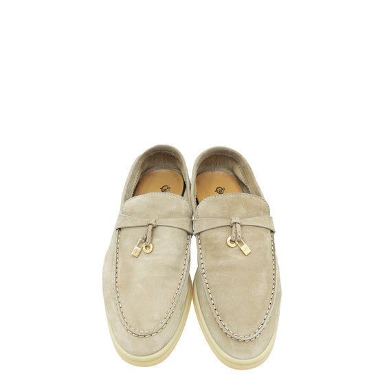 Loro Piana Sandstone Summer Charms Walk Loafers 37.5