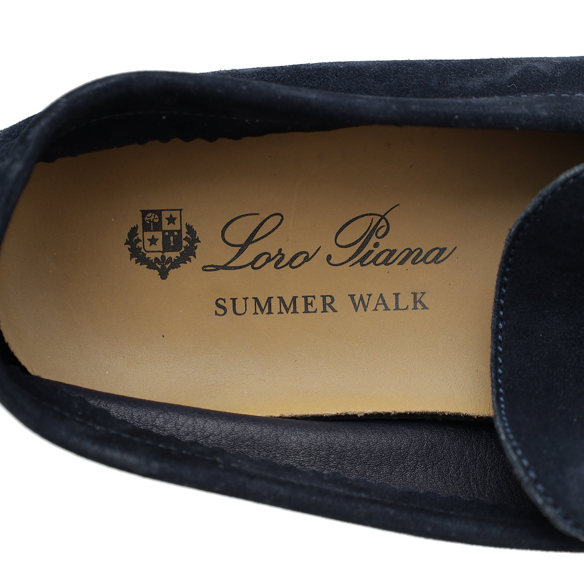Loro Piana Navy Blue Summer Charms Walk Loafers 37.5