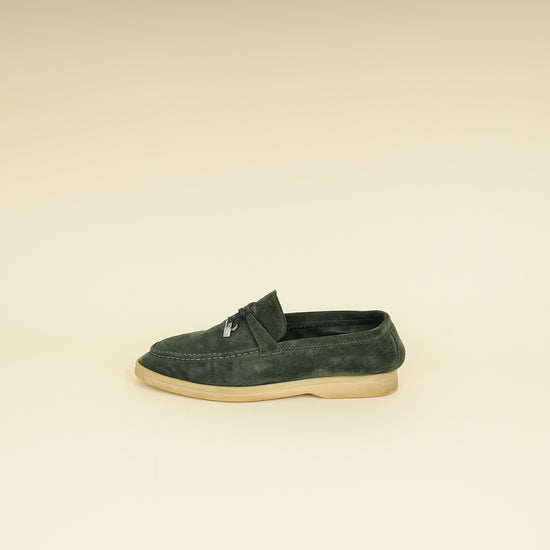 Loro Piana Green Glass Summer Charms Walk Loafers 37-Loro Piana-THE CLOSET