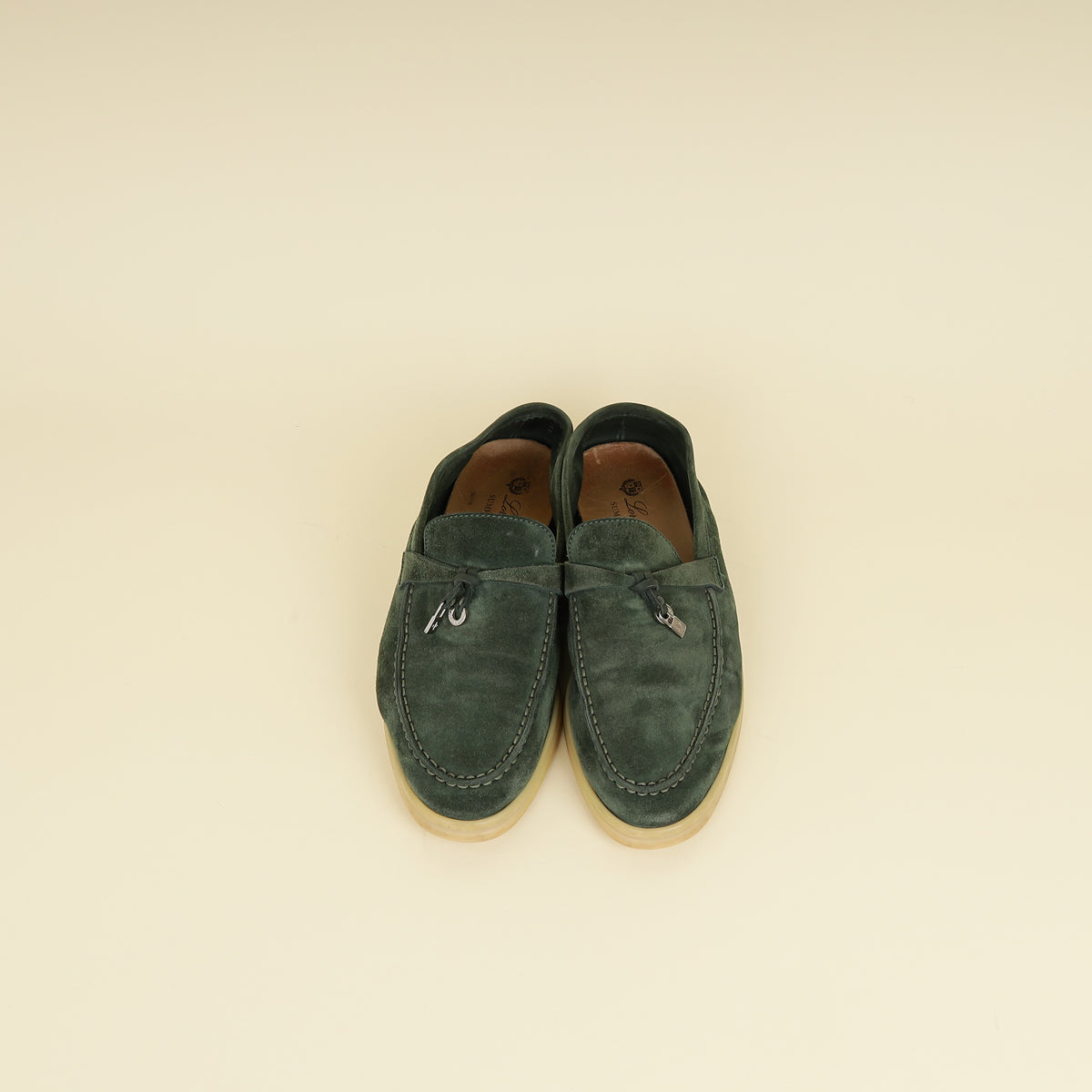 Loro Piana Green Glass Summer Charms Walk Loafers 37-Loro Piana-THE CLOSET