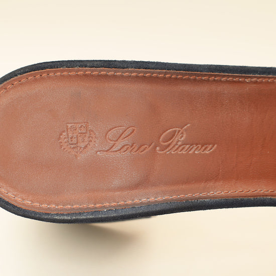 Loro Piana Navy Blue Summer Charms Sandal 37-Loro Piana-THE CLOSET