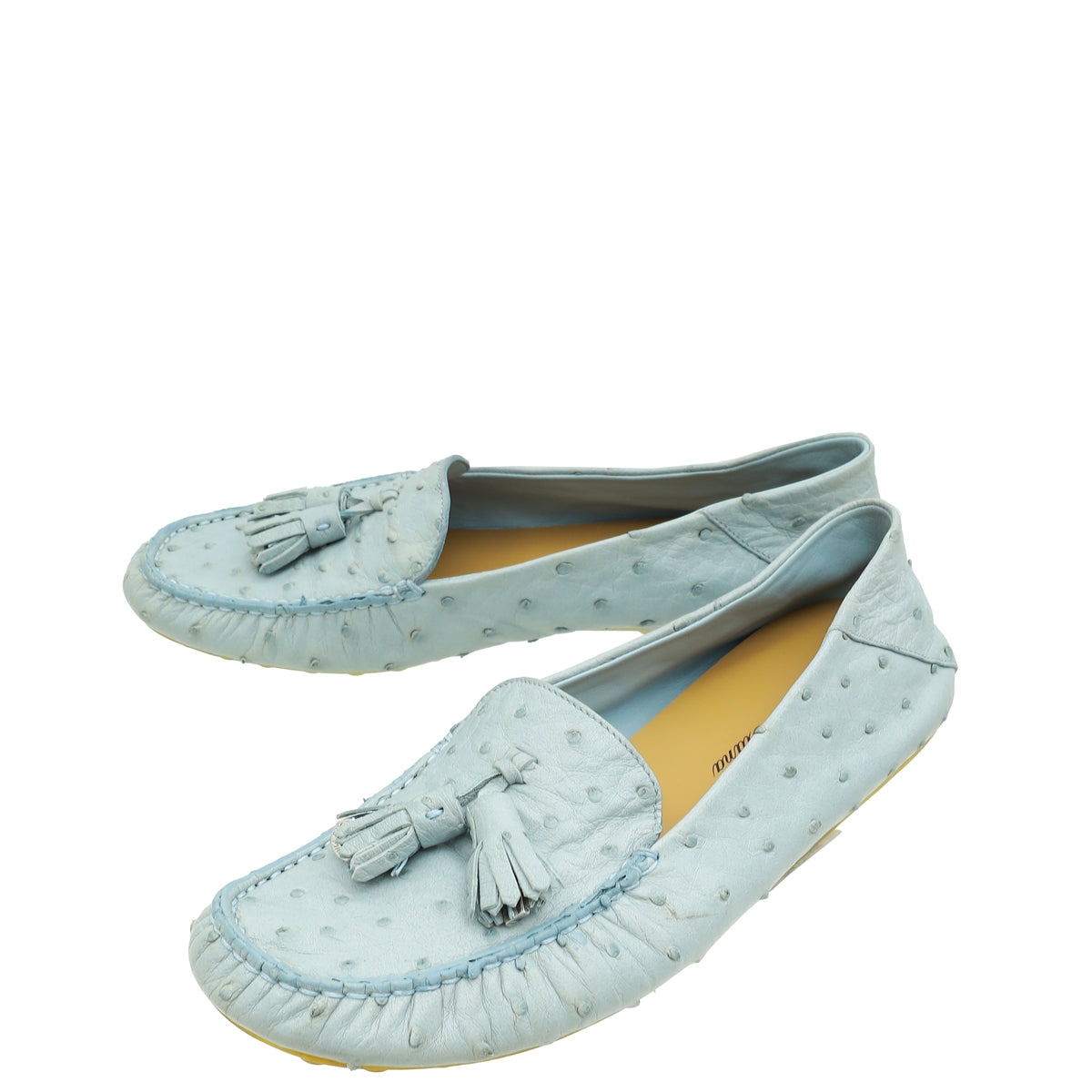 Loro Piana Sky Blue Ostrich Dot Sole Walk Loafer 38.5-Loro Piana-THE CLOSET