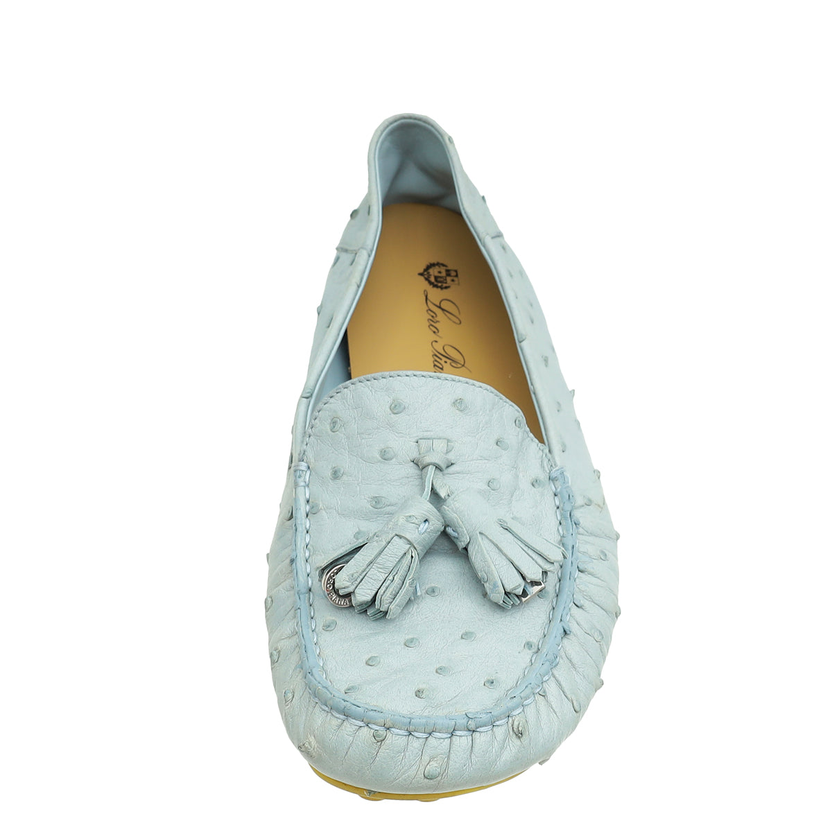 Loro Piana Sky Blue Ostrich Dot Sole Walk Loafer 38.5-Loro Piana-THE CLOSET