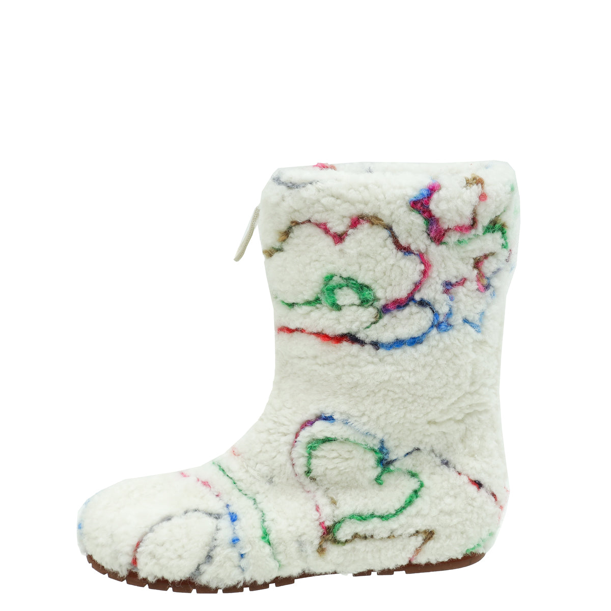 Loro Piana Ancient Paper Multicolor Embroidered Shearling Quinn Ankle Boots 38