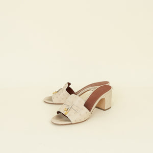 Loro Piana Light Beige Ostrich Summer Charms Sandals 38