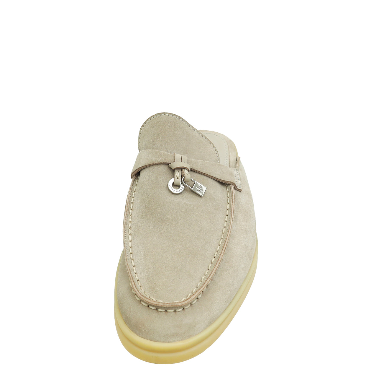 Loro Piana Pearl Powder Babouche Charms Walk Loafers 38