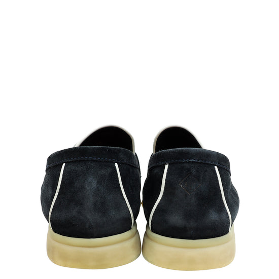 Load image into Gallery viewer, Loro Piana Argo Blue Melange Summer Charms Walk Loafer 38
