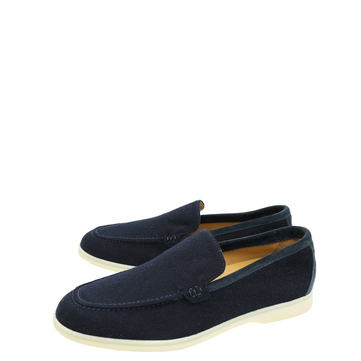 Loro Piana Navy Blue Summer Walk Wool Loafers-Loro Piana-THE CLOSET