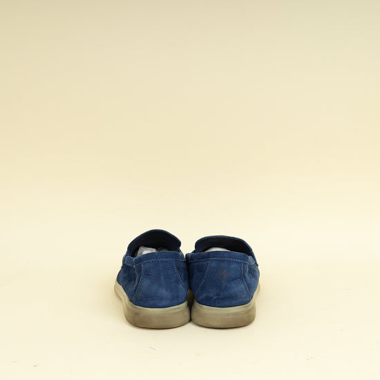 Loro Piana Dark Cerulean Summer Charms Walk Loafers 36.5