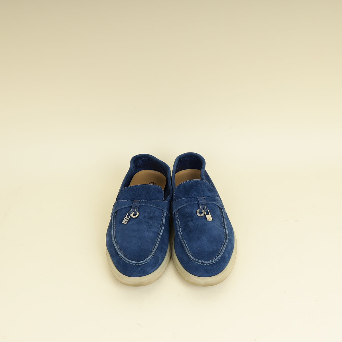 Loro Piana Dark Cerulean Summer Charms Walk Loafers 36.5