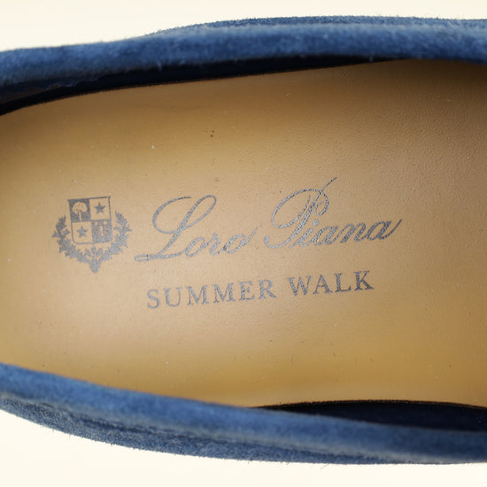 Loro Piana Dark Cerulean Summer Charms Walk Loafers 36.5