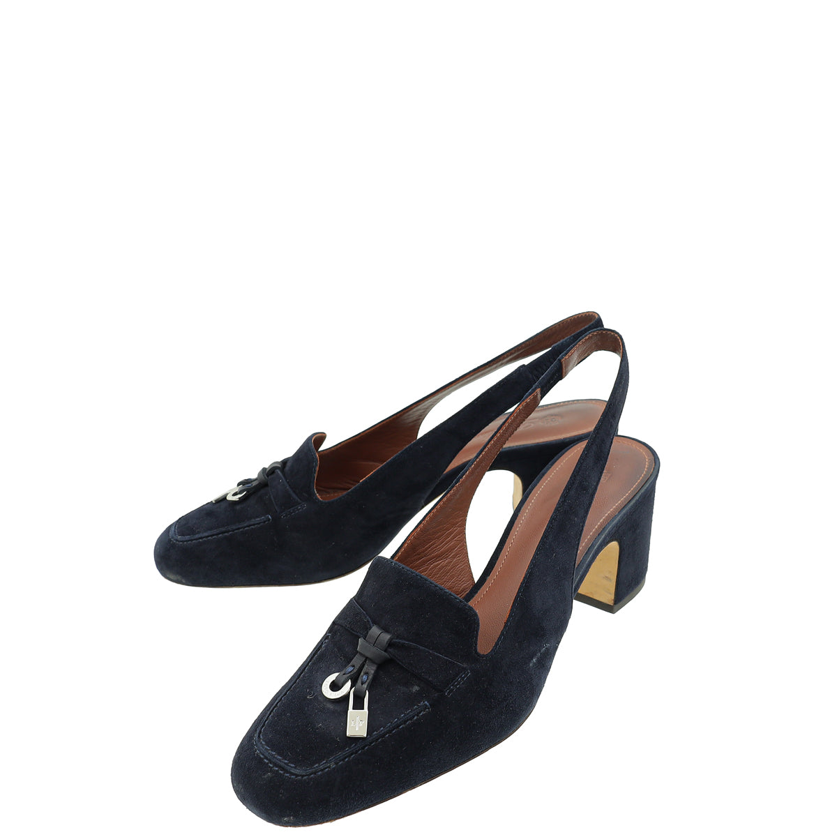 Loro Piana Navy Blue Charms Slingback 36.5-Loro Piana-THE CLOSET