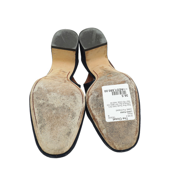 Load image into Gallery viewer, Loro Piana Navy Blue Charms Slingback 36.5
