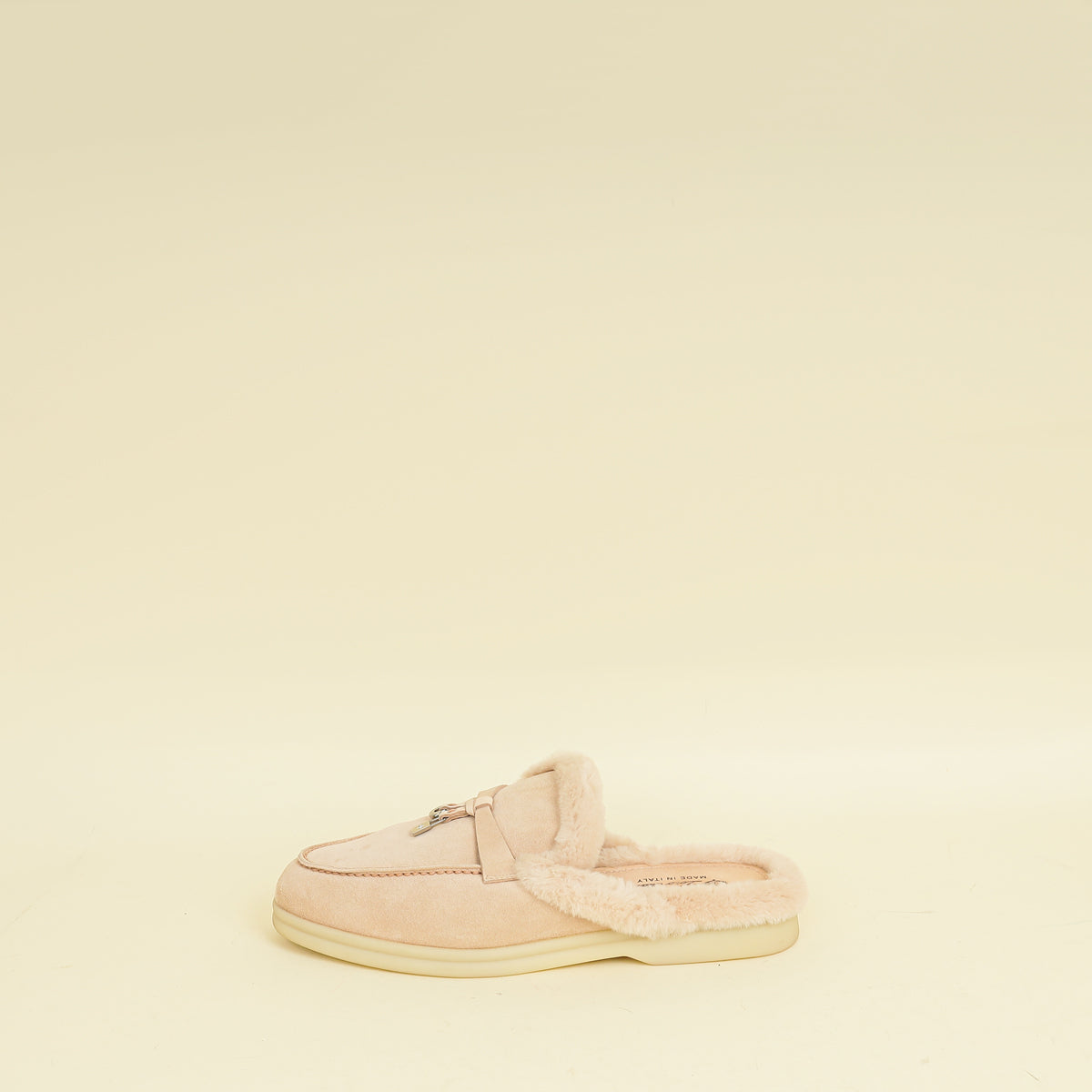 Loro Piana Pink Sand Charms Walk Babouche Loafers 36