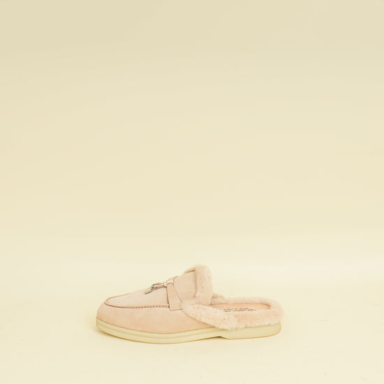 Loro Piana Pink Sand Charms Walk Babouche Loafers 36