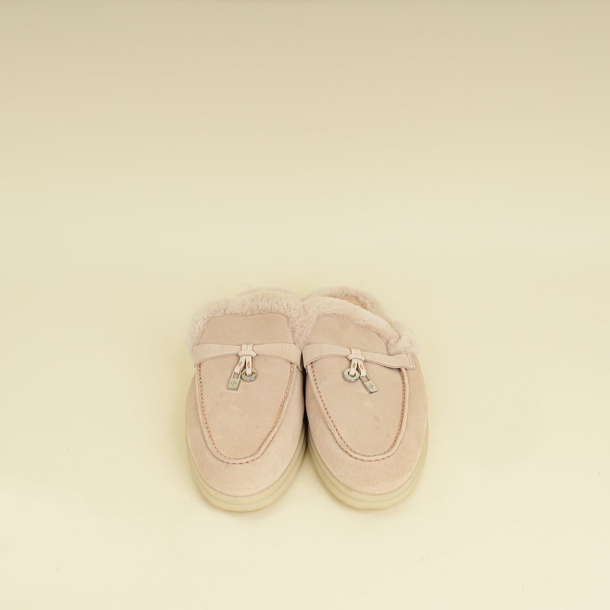Loro Piana Pink Sand Charms Walk Babouche Loafers 36