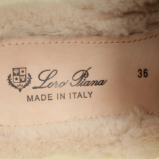 Loro Piana Pink Sand Charms Walk Babouche Loafers 36