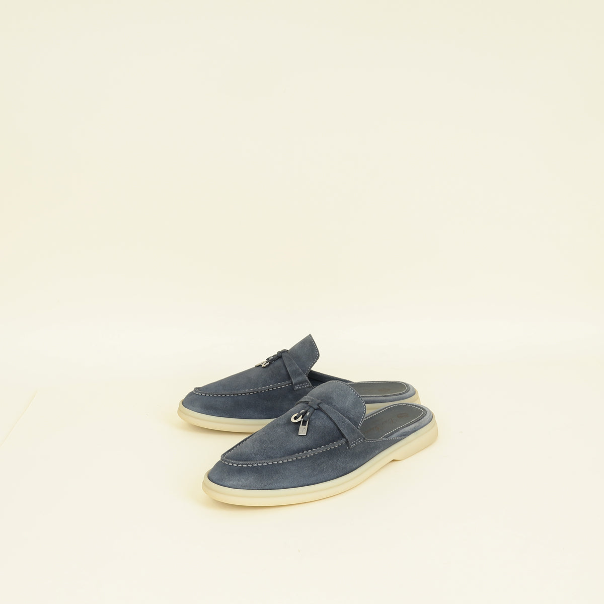 Loro Piana Dark Grey Charms Walk Babouche Loafer 37.5