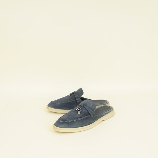 Loro Piana Dark Grey Charms Walk Babouche Loafer 37.5