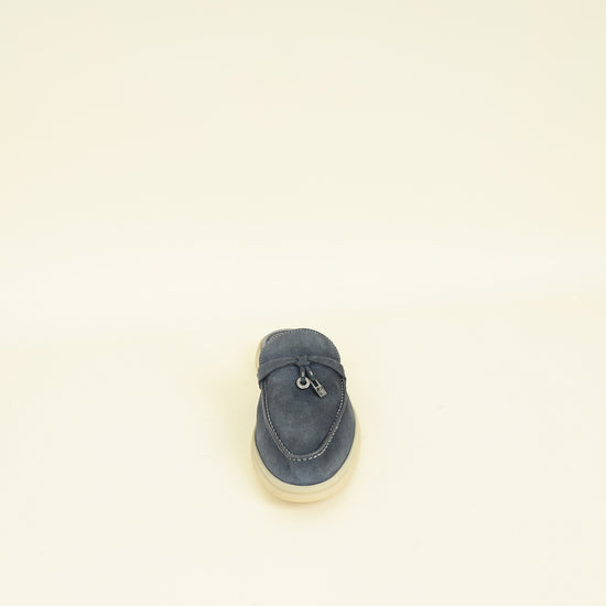 Loro Piana Dark Grey Charms Walk Babouche Loafer 37.5