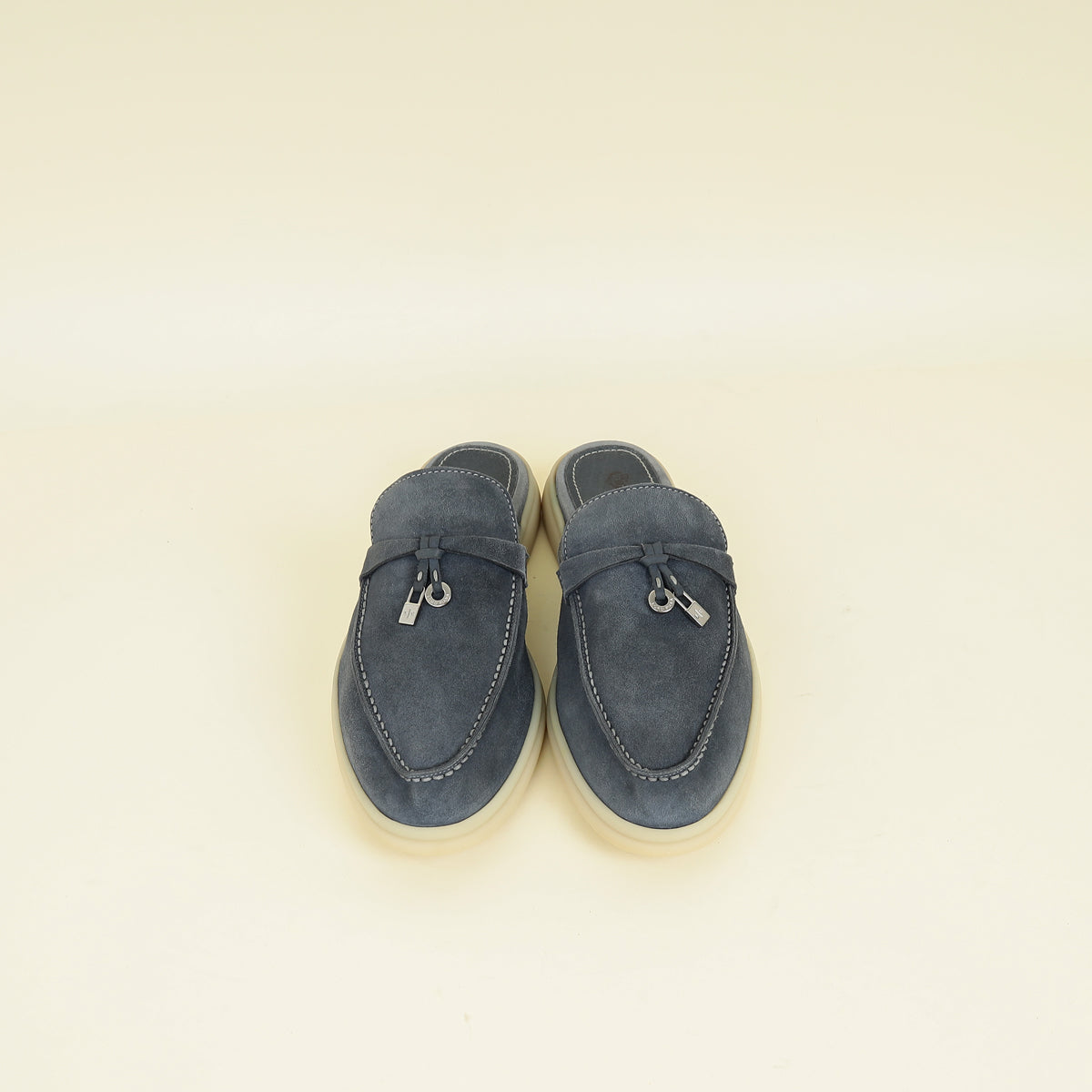 Loro Piana Dark Grey Charms Walk Babouche Loafer 37.5